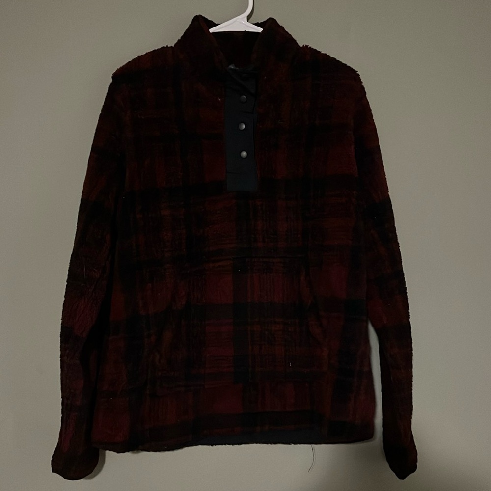 Fleece pullover with 3/4 button